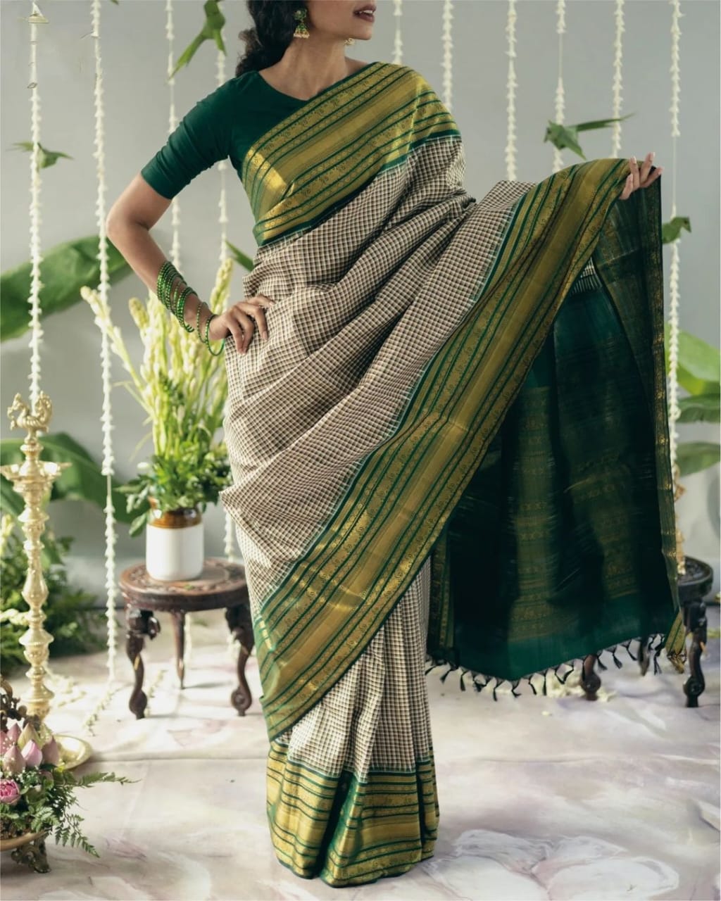 Dulcet Grey Soft Silk Saree With Glamorous Blouse Piece