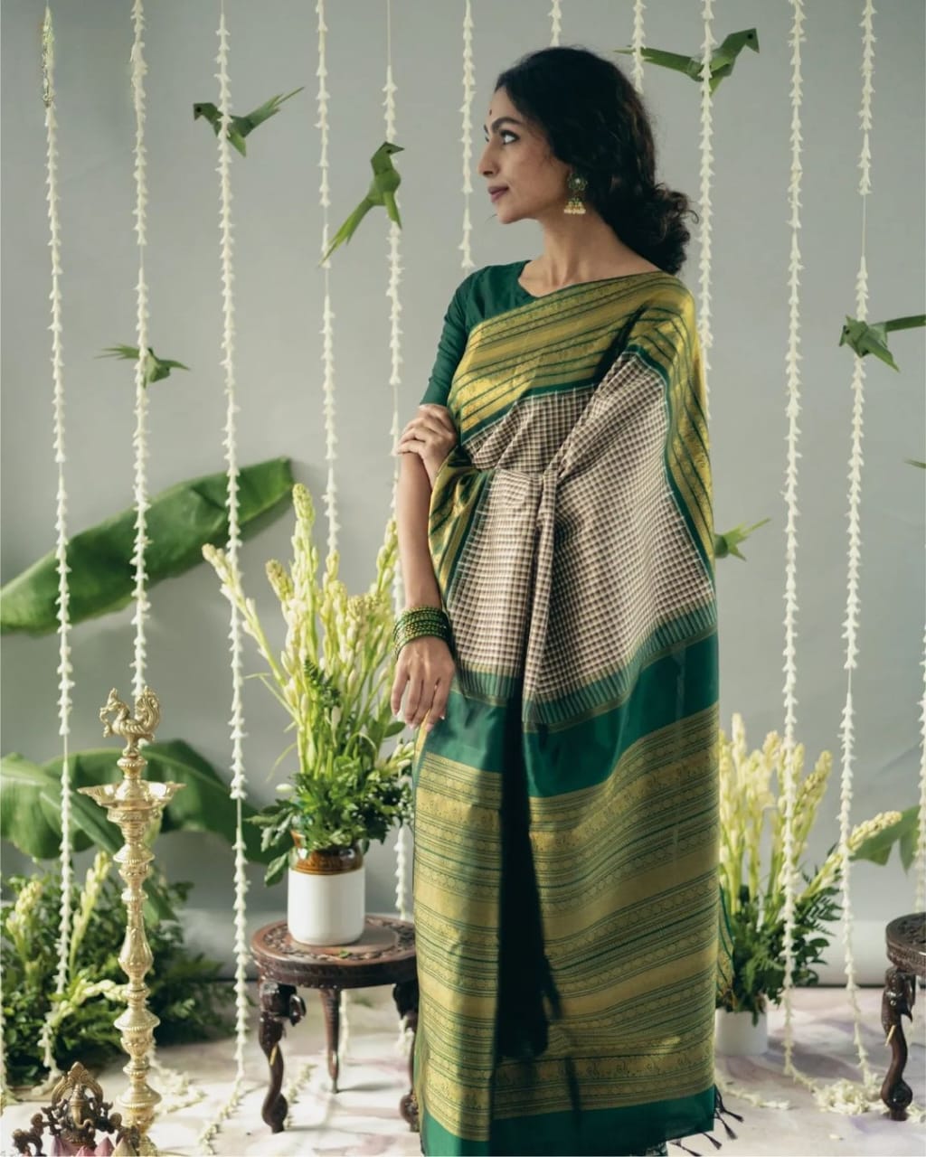 Dulcet Grey Soft Silk Saree With Glamorous Blouse Piece