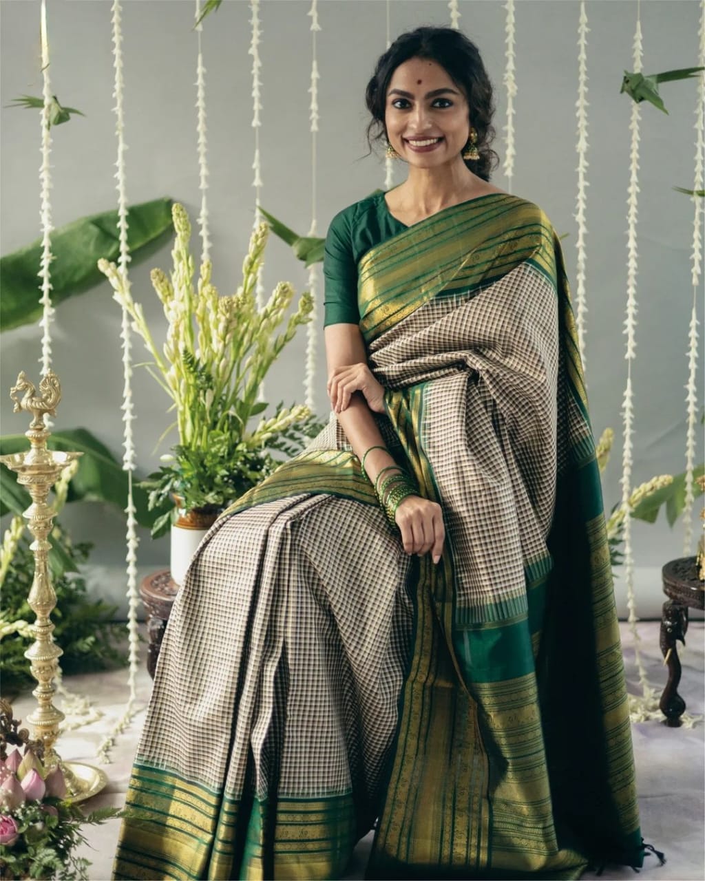 Dulcet Grey Soft Silk Saree With Glamorous Blouse Piece