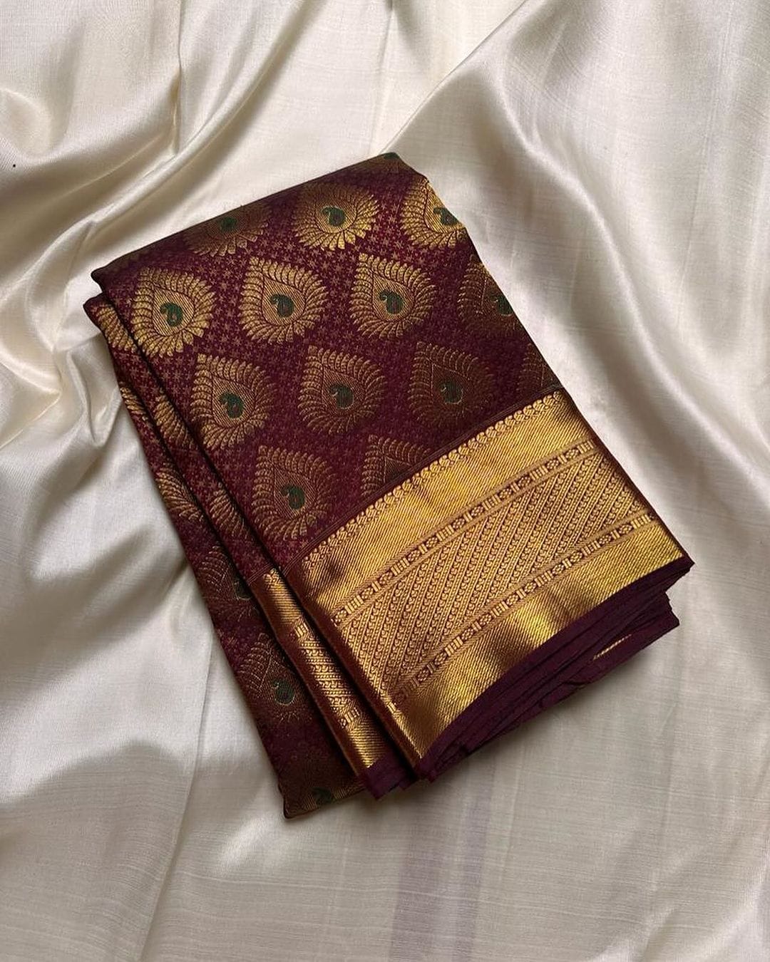 Alluring Wine Soft Silk Saree With Vivacious Blouse Piece