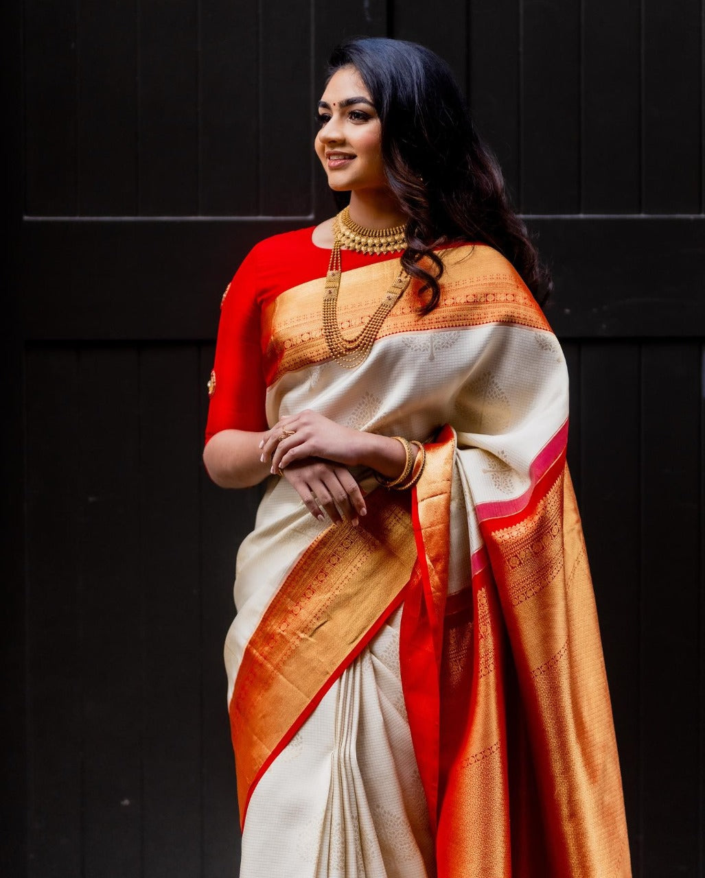 Sublime Off White Color Soft Lichi Silk Saree With Blouse Piece