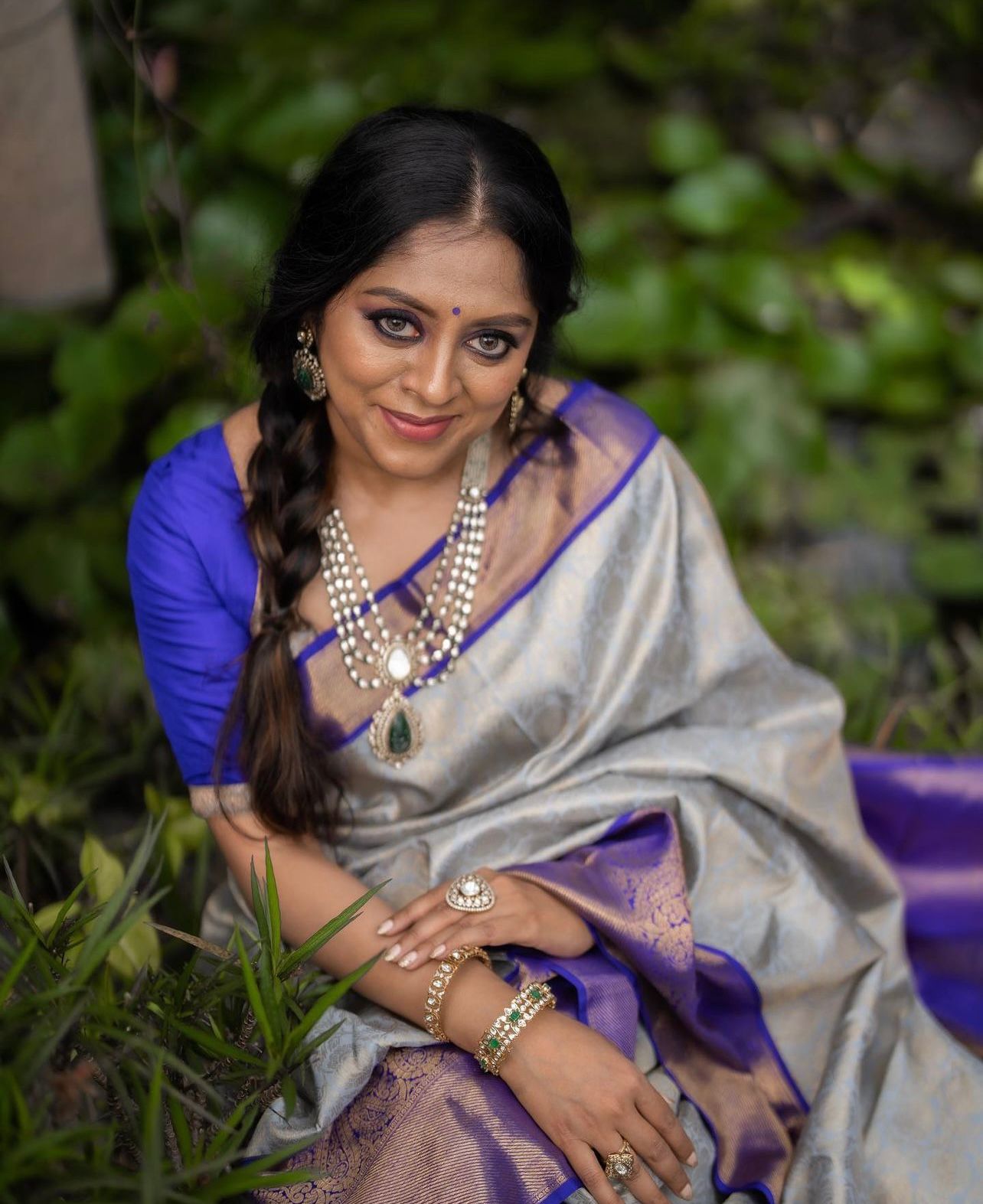 Breathtaking Grey Color Soft Lichi Silk Saree With Blouse Piece