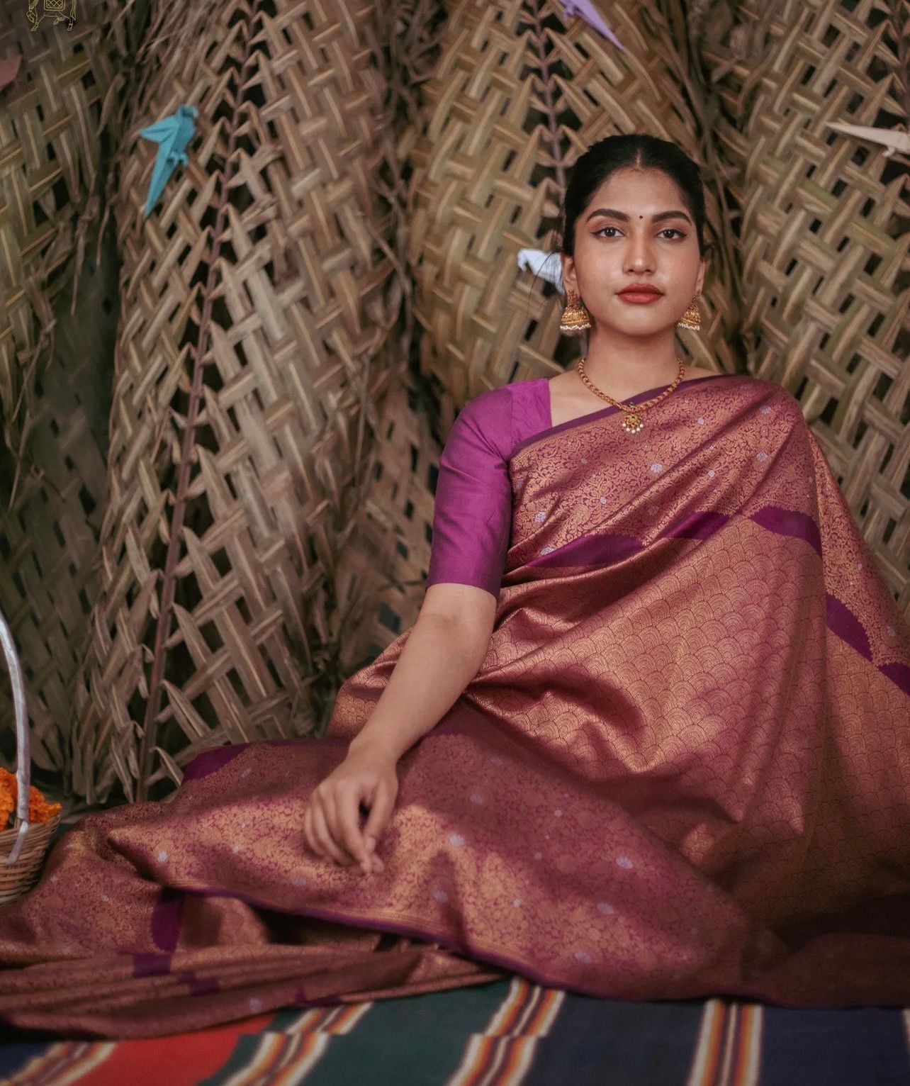 Angelic Purple Color Soft Lichi Silk Saree With Blouse Piece