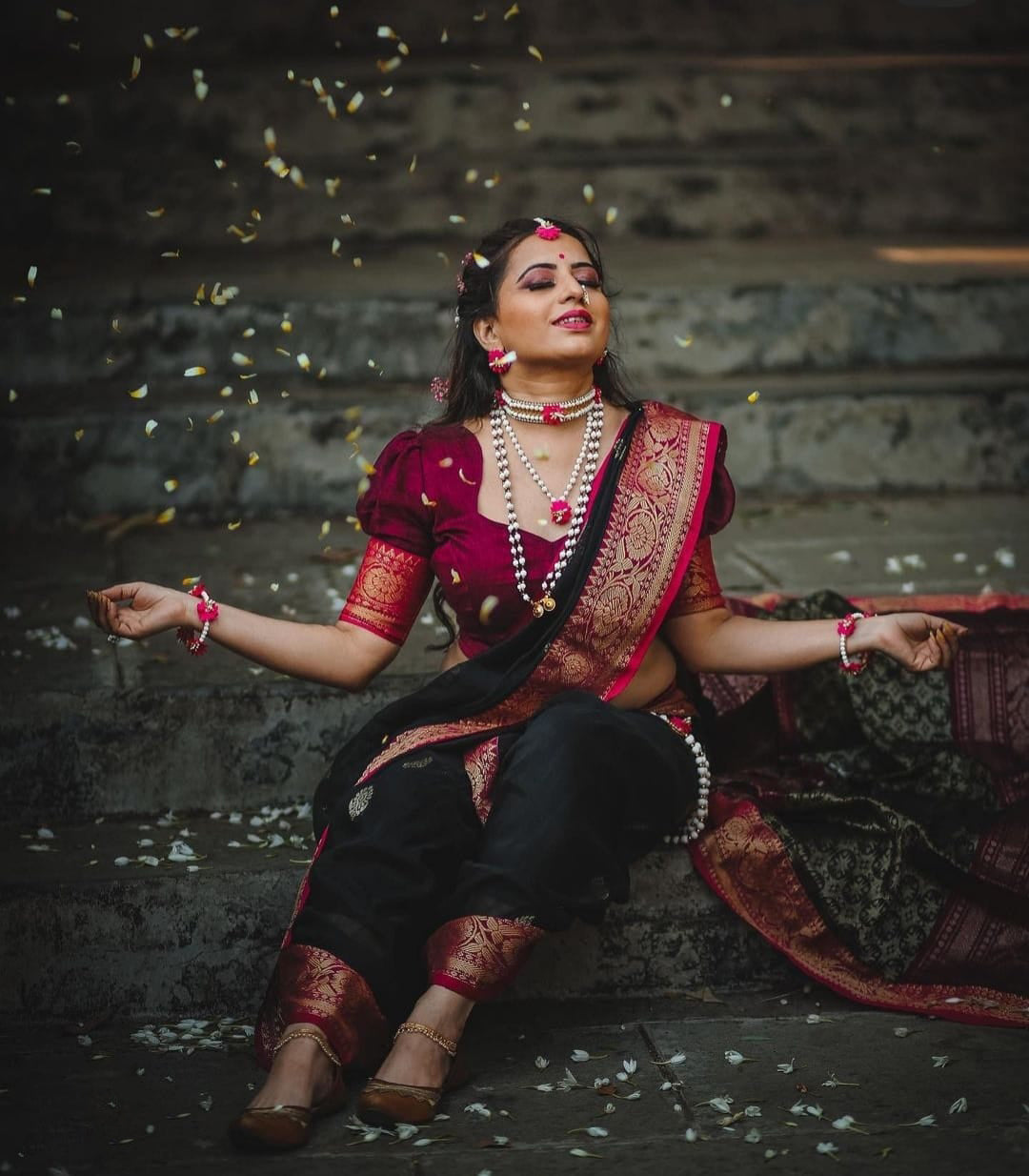 Passionate Black Color Soft Lichi Silk Saree With Blouse Piece