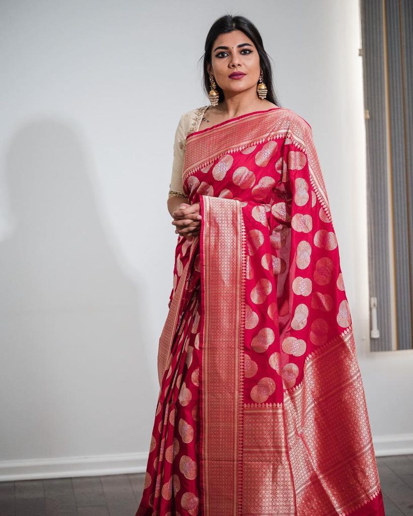 Tranquility Dark Pink Color Soft Lichi Silk Saree With Blouse Piece