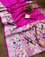 Magnificent Magenta Color Paithani Silk Saree With Blouse Piece