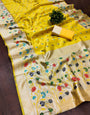 Sublime Yellow Color Paithani Silk Saree With Blouse Piece