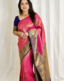 Tranquil Dark Pink Color Soft Lichi Silk Saree With Blouse Piece