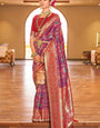 Mystical Purple Color Patola Silk Saree With Blouse Piece