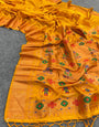 Divine Yellow Color Paithani Silk Saree With Blouse Piece