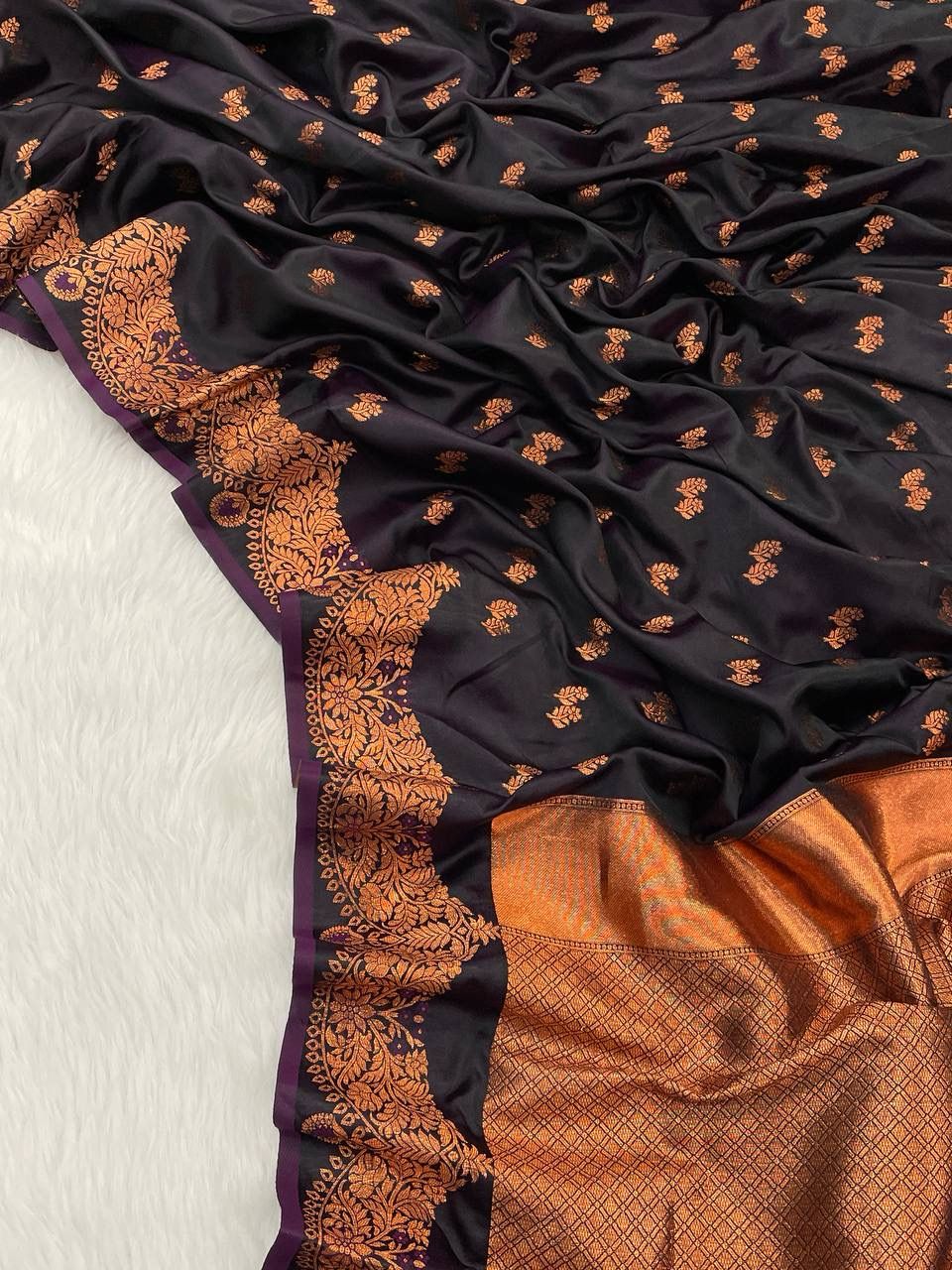 Delicate Wine Color Banarasi Soft Silk Saree With Blouse Piece