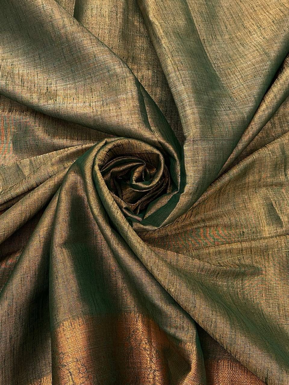 Heavenly Green Color Cotton Linen Silk Saree With Blouse Piece