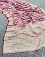 Mesmerizing Pink Color Banarasi Soft Silk Saree With Blouse Piece