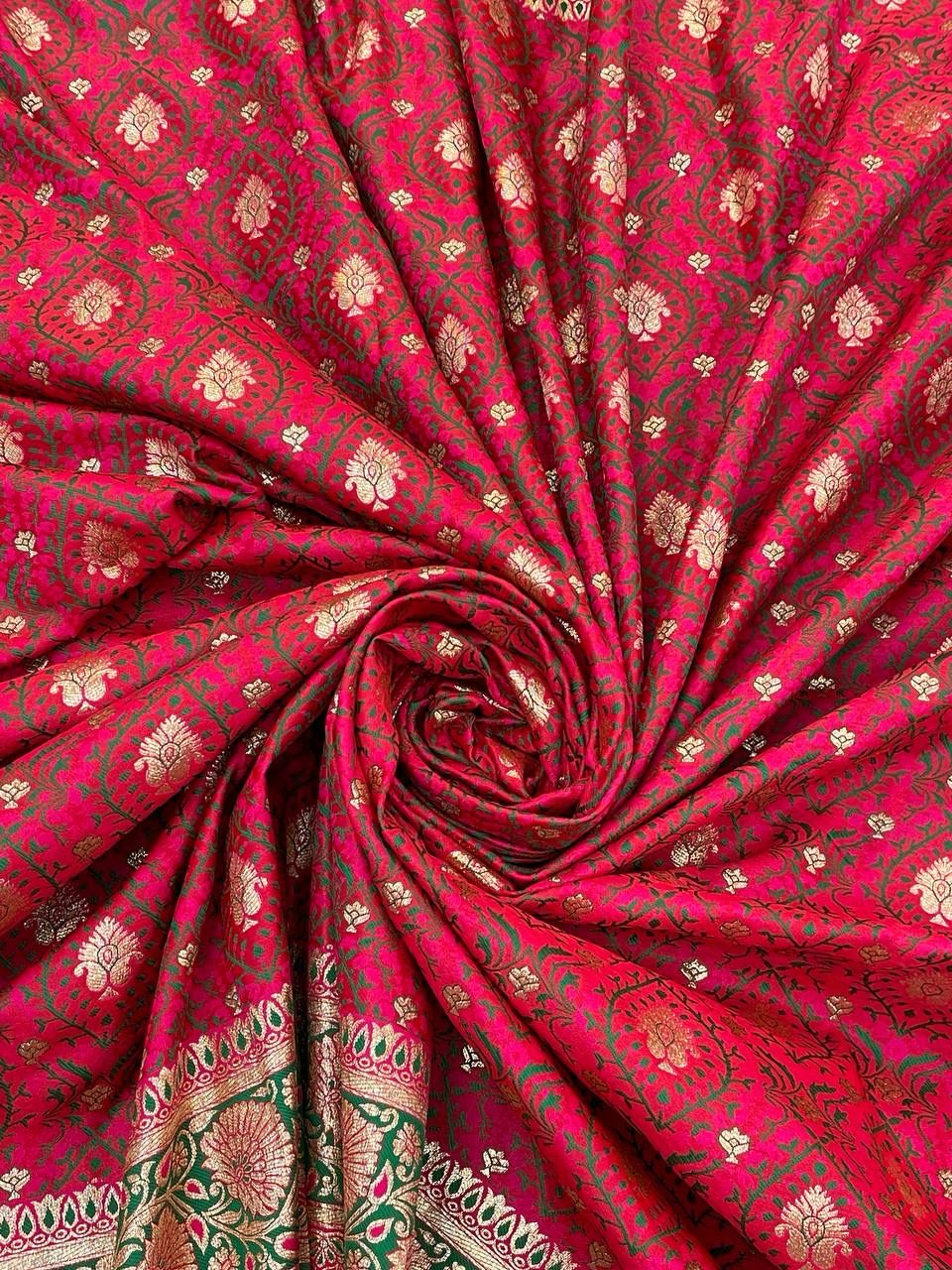 Tranquil Dark Pink Color Banarasi Soft Silk Saree With Blouse Piece