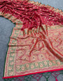 Tranquil Dark Pink Color Banarasi Soft Silk Saree With Blouse Piece