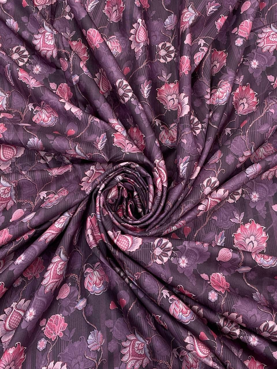 Radiant Purple Color Digital Printed Dola Silk Saree With Blouse Piece