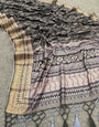 Scintillant Grey Color Digital Printed Dola Silk Saree With Blouse Piece