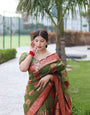 Angelic Green Color Organza Silk Saree With Blouse Piece