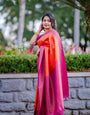 Enchanting Orange Color Kanjivaram Silk Saree With Blouse Piece