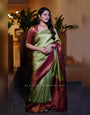 Whimsical Green Color Banarasi Soft Silk Saree With Blouse Piece