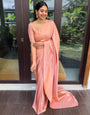 Enchanting Pink Color Banarasi Soft Silk Saree With Blouse Piece