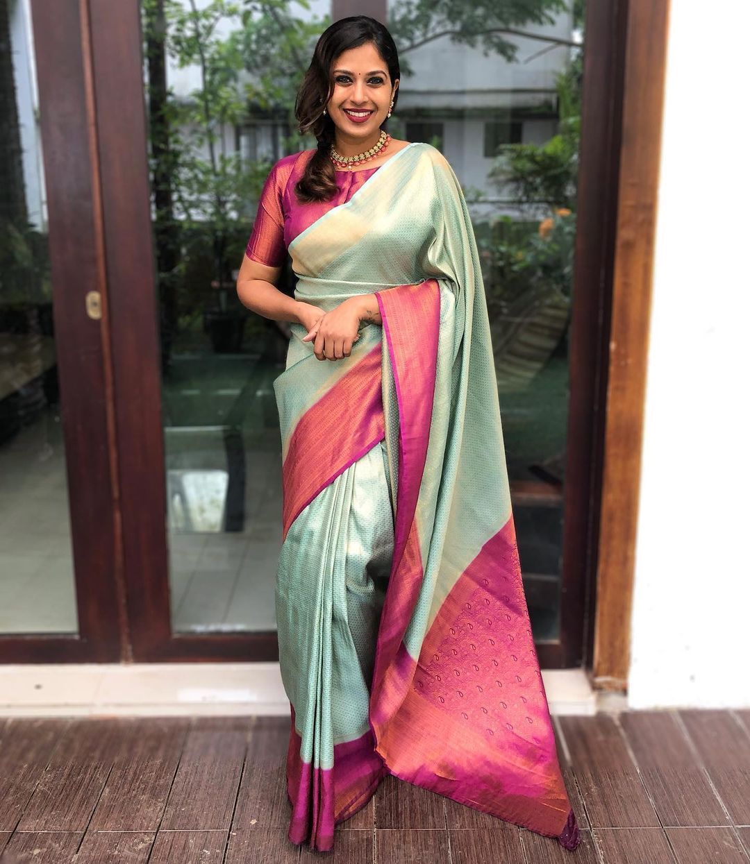 Intense Sea Green Color Banarasi Soft Silk Saree With Blouse Piece