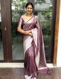 Sublime Brown Color Kanjivaram Silk Saree With Blouse Piece