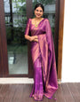 Enigmatic Purple Color Kanjivaram Silk Saree With Blouse Piece