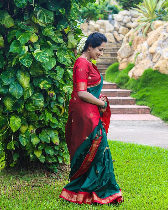 Heavenly Rama Green Color Banarasi Soft Silk Saree With Blouse Piece