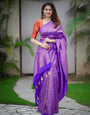 Enthralling Royal Blue Color Soft Lichi Silk Saree With Blouse Piece