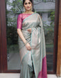 Seductive Sea Green Color Soft Lichi Silk Saree With Blouse Piece