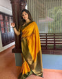 Tranquil Yellow Color Soft Lichi Silk Saree With Blouse Piece