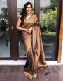 Sizzling Black Color Soft Lichi Silk Saree With Blouse Piece