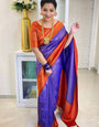 Bewitching Royal Blue Color Soft Lichi Silk Saree With Blouse Piece