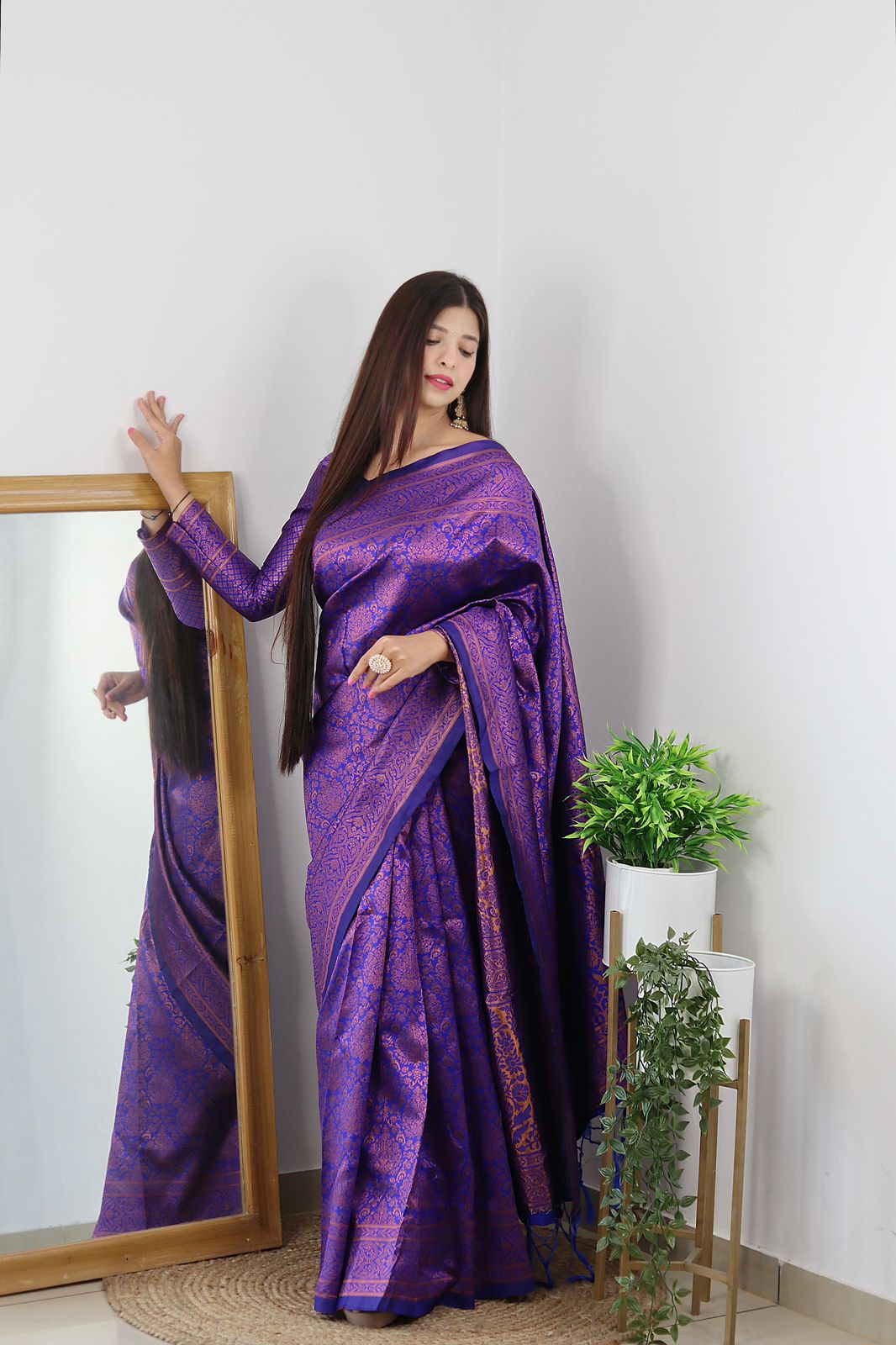 Seraphic Royal Blue Color Banarasi Soft Silk Saree With Blouse Piece