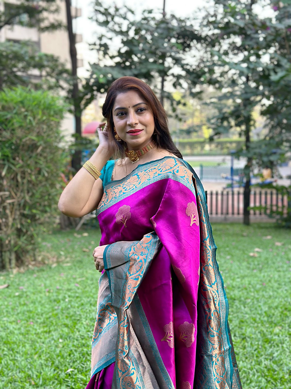 Tranquil Purple Color Banarasi Soft Silk Saree With Blouse Piece