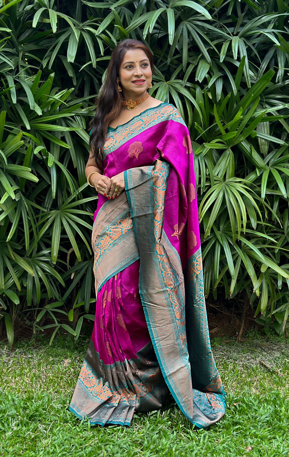 Tranquil Purple Color Banarasi Soft Silk Saree With Blouse Piece