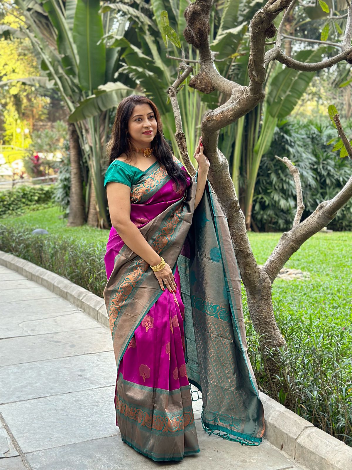 Tranquil Purple Color Banarasi Soft Silk Saree With Blouse Piece