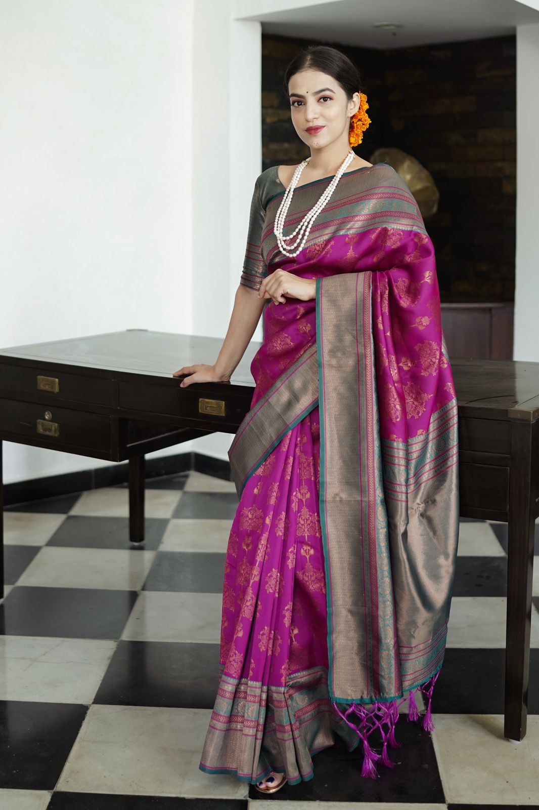 Ethereal Purple Color Banarasi Soft Silk Saree With Blouse Piece