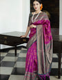 Ethereal Purple Color Banarasi Soft Silk Saree With Blouse Piece