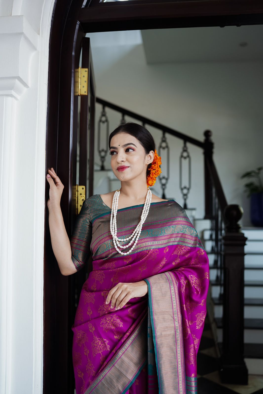 Ethereal Purple Color Banarasi Soft Silk Saree With Blouse Piece