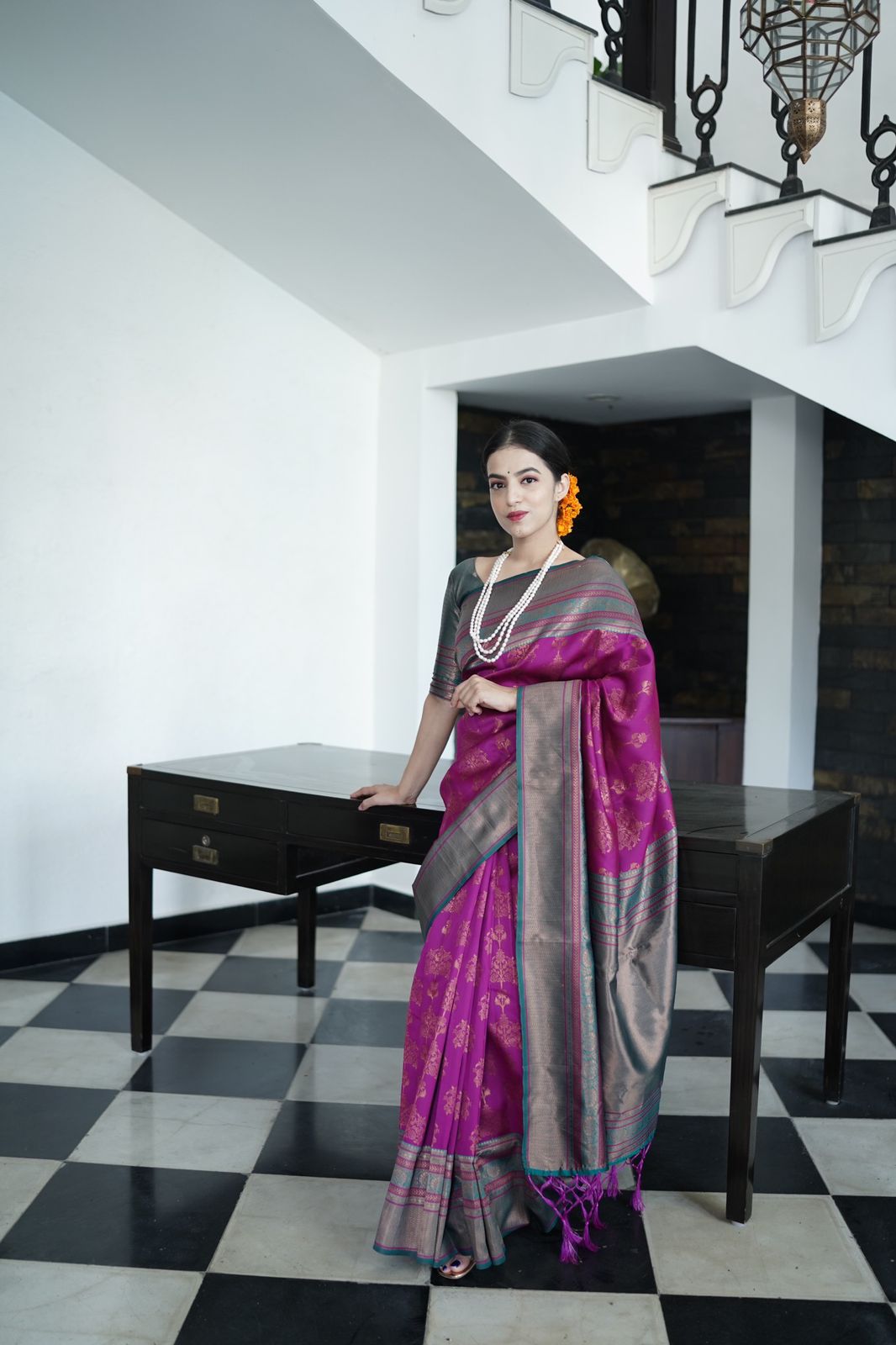 Ethereal Purple Color Banarasi Soft Silk Saree With Blouse Piece