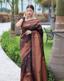 Seraphic Black Color Banarasi Soft Silk Saree With Blouse Piece