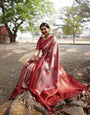 Luminous Pink Color Soft Lichi Silk Saree With Blouse Piece