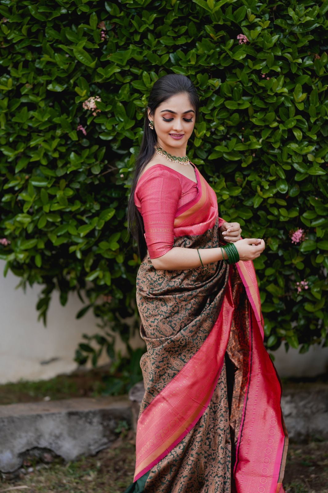 Ethereal Green Color Banarasi Soft Silk Saree With Blouse Piece