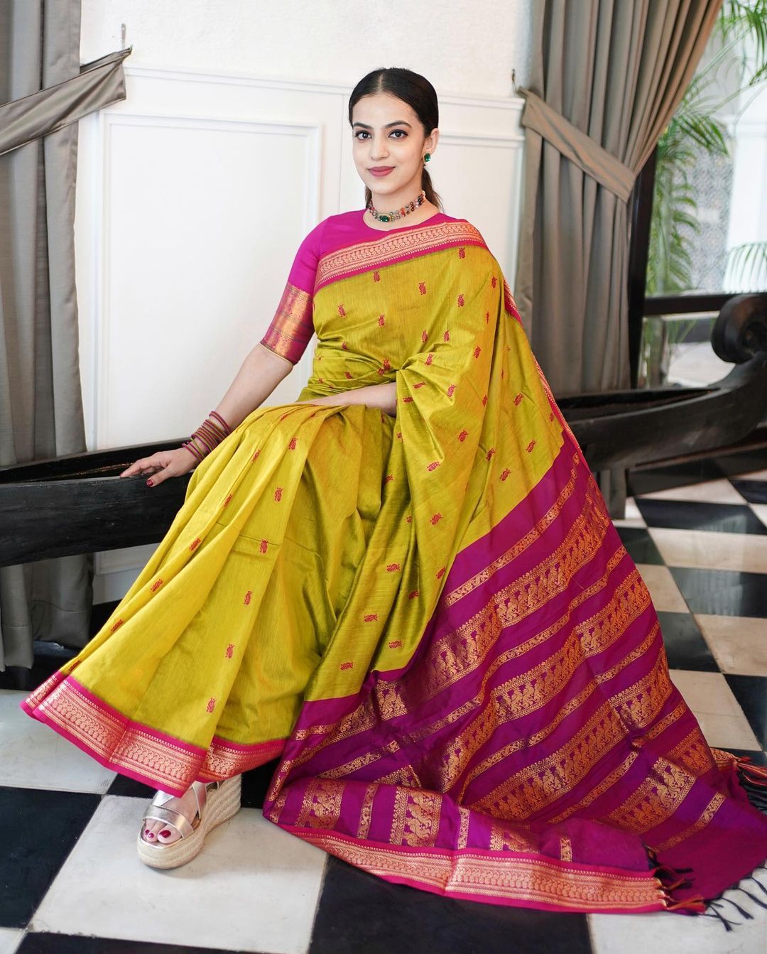 Fervent Mustard Color Banarasi Soft Silk Saree With Blouse Piece