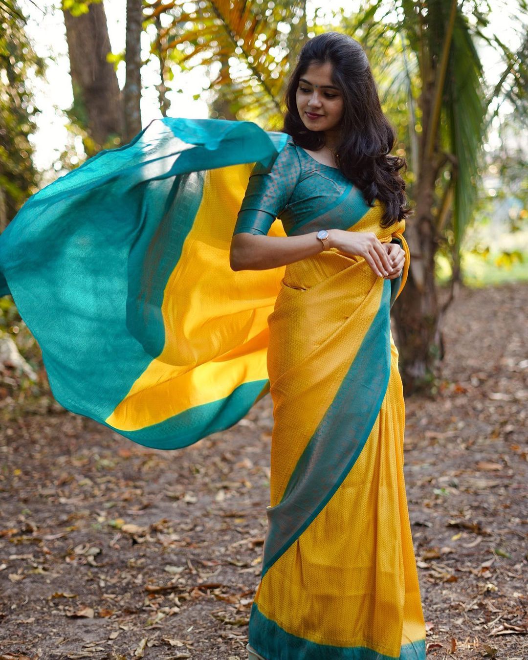 Resplendent Yellow Color Soft Lichi Silk Saree With Blouse Piece