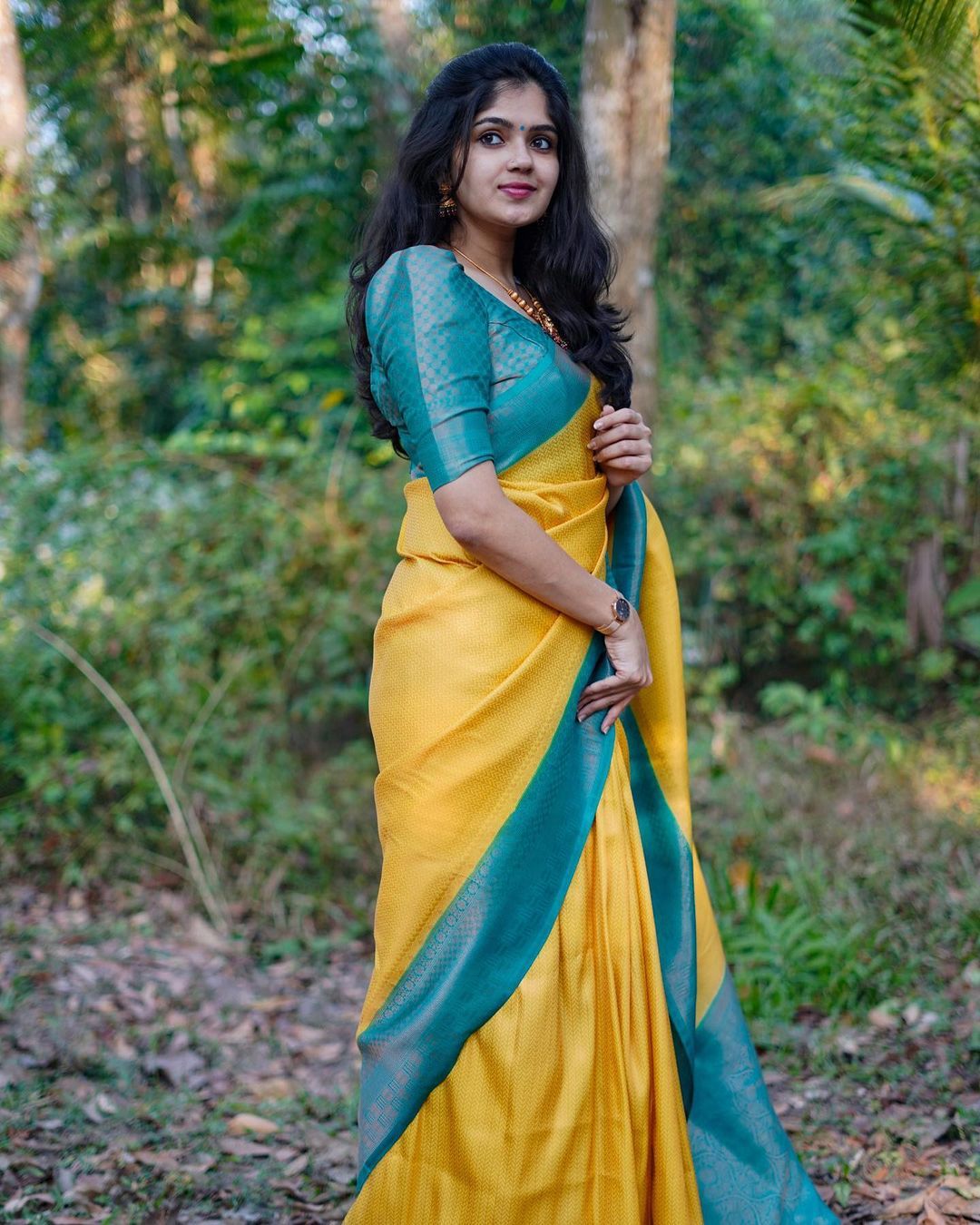 Resplendent Yellow Color Soft Lichi Silk Saree With Blouse Piece