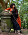 Lively Black Color Soft Lichi Silk Saree With Blouse Piece