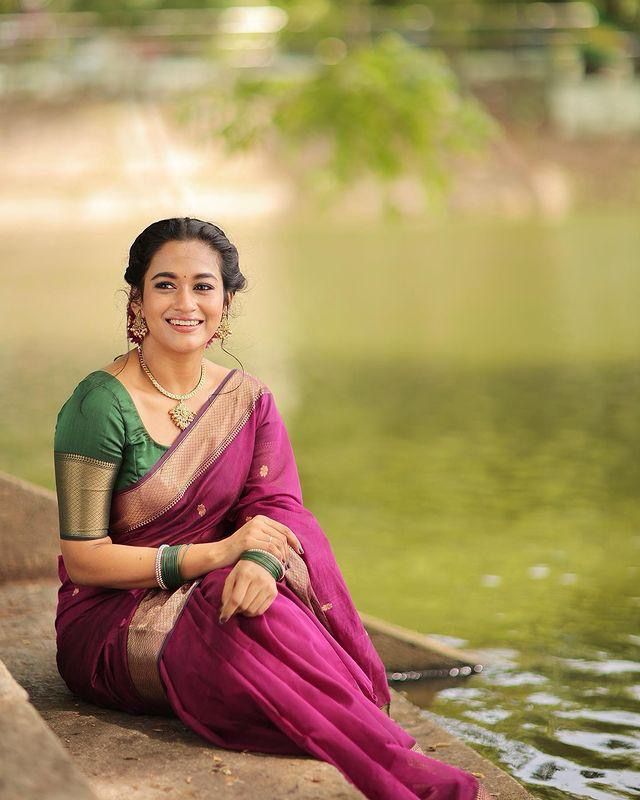 Glamorous Dark Pink Color Soft Lichi Silk Saree With Blouse Piece